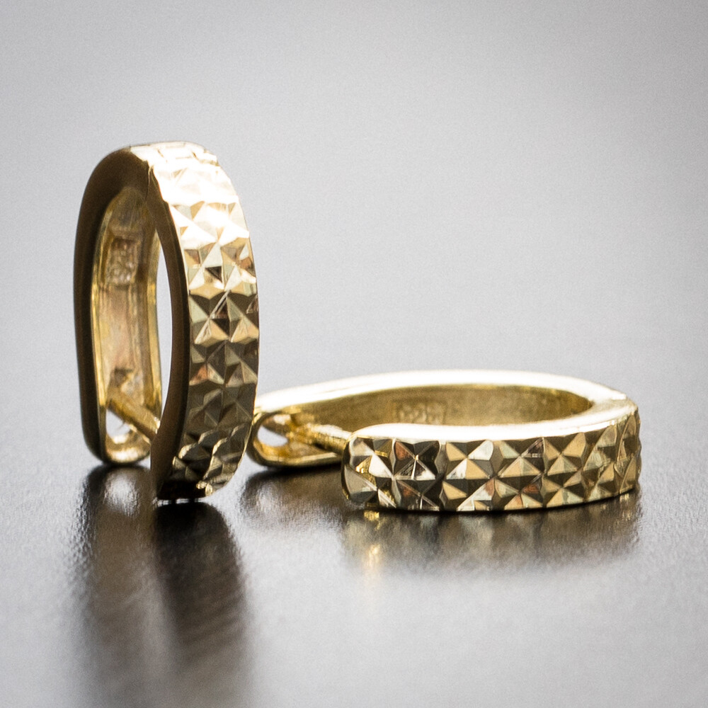 Mens Gold Sterling Silver Diamond Cut Hoop Earrings Mens Gold Sterling Silver Diamond Cut Hoop Earrings