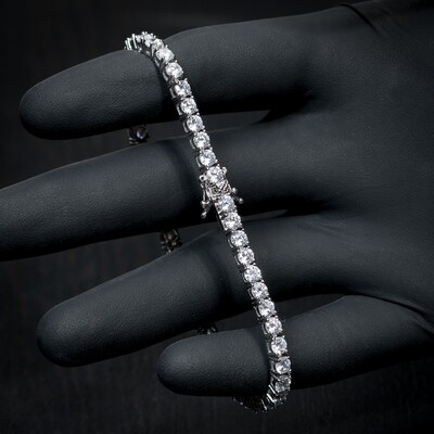 Men&#39;s White Gold Plated Solitaire Cz Tennis Bracelet