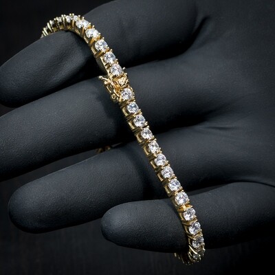 Men&#39;s Gold Cz Solitaire Tennis Chain Bracelet