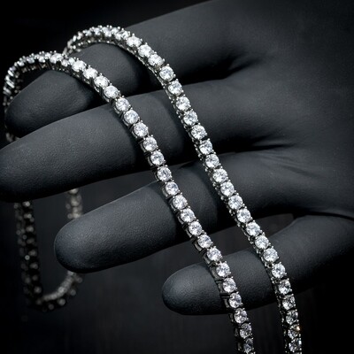 Men's 4mm Cz White Gold Plated Tennis Chain