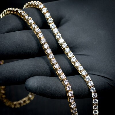 14k Gold Plated 4MM CZ Tennis Chain Necklace