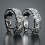 Mens Huggie Sterling Silver Iced Cz Small Hoop Earrings