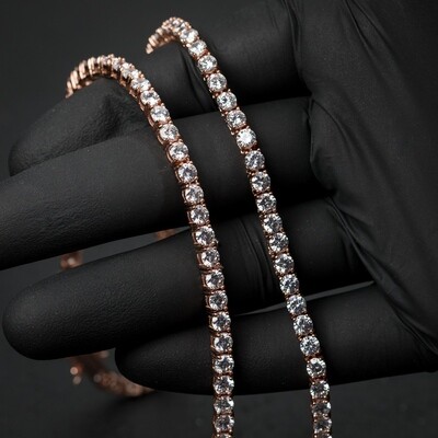 Rose Gold 925 Sterling Silver 4MM Cz Tennis Chain