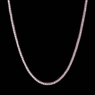 Micro Rose Gold Sterling Silver Tennis Chain Necklace
