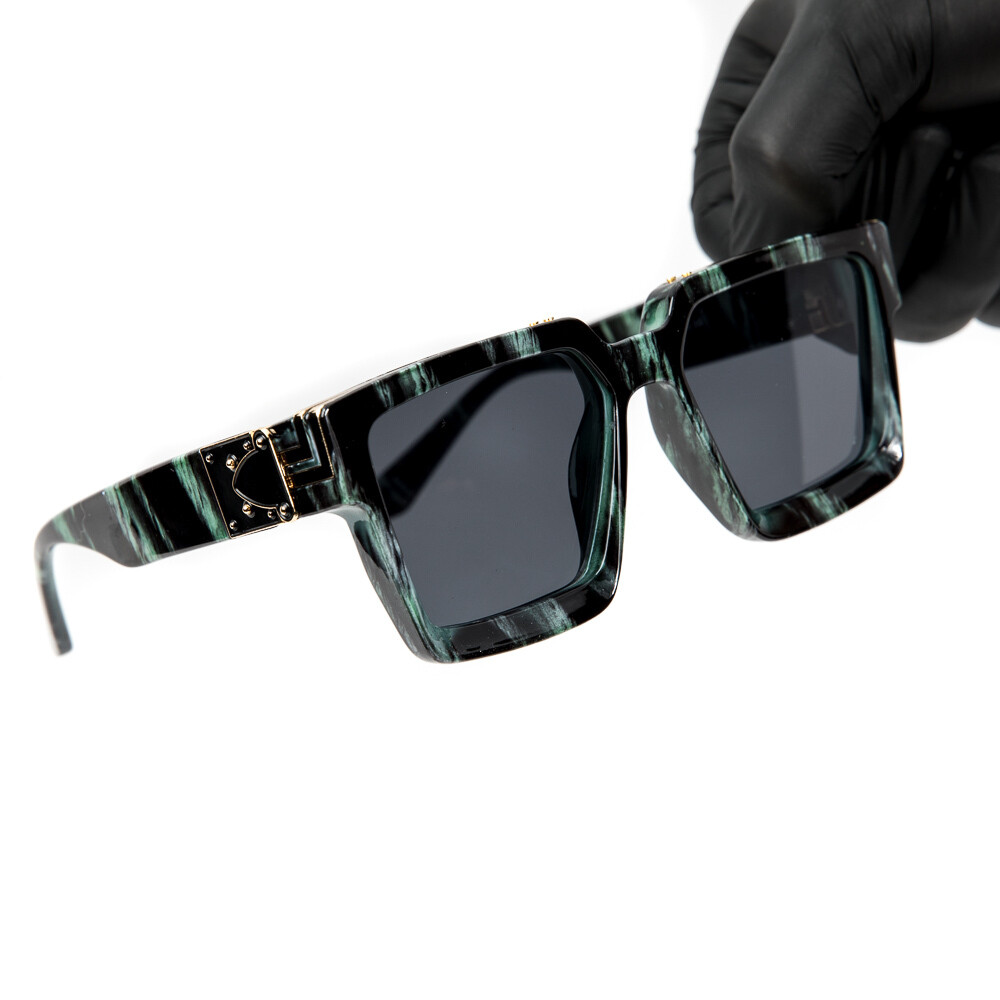 Green Gold Trim Square Hendrix Mens Sunglasses