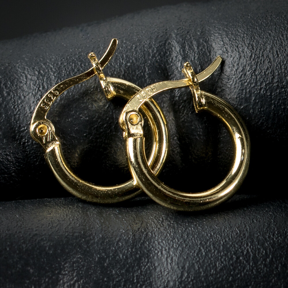 Solid Gold Vermeil Sterling Silver Huggie Hoop Earrings