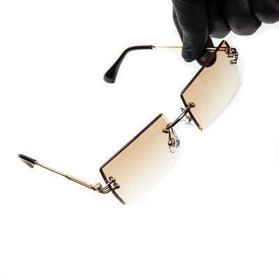 Mens Mocha Brown Tint Rimless Summer Sunglasses