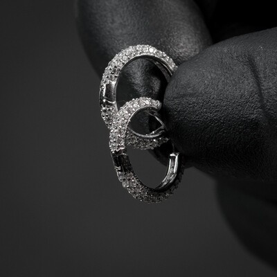 Men&#39;s Fully Iced Thin Sterling Silver Hoop Earrings