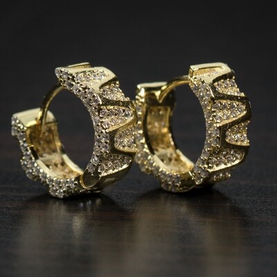 Yellow Gold Sterling Silver Custom Design Hoop Earrings