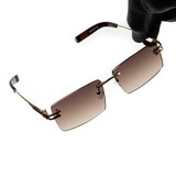 Men&#39;s Rimless Gold Frame Brown Tint Hip Hop Sunglasses