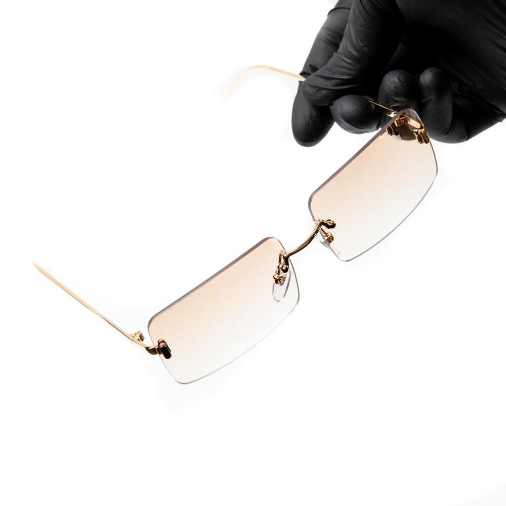 Apricot Pink Gradient Tint Square Rimless Sunglasses​