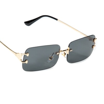 Black Tint Gold Frame Hip Hop Rimless Sunglasses​