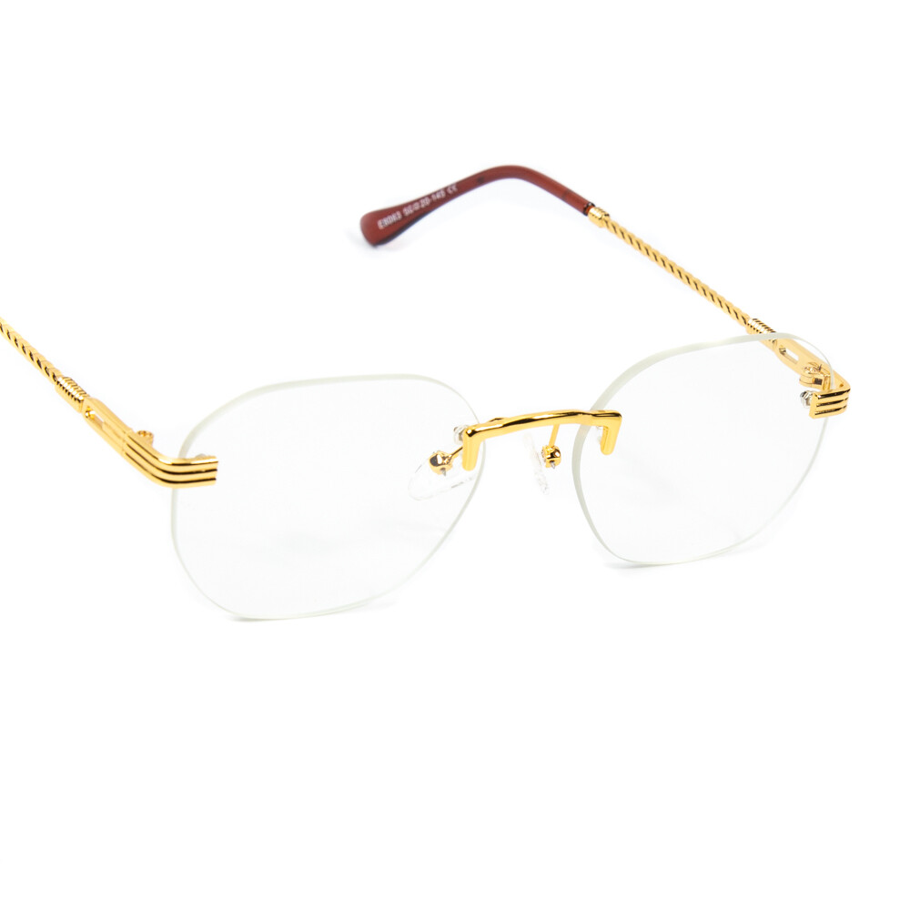 ​Men&#39;s Round Gold Twist Frame Clear Lens Glasses