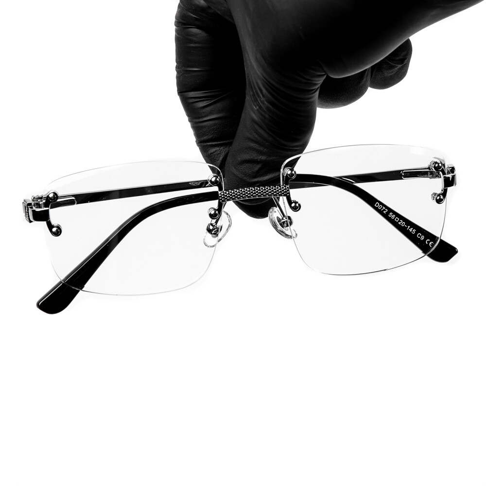 Mens Vintage Rimless Silver Clear Tint Glasses