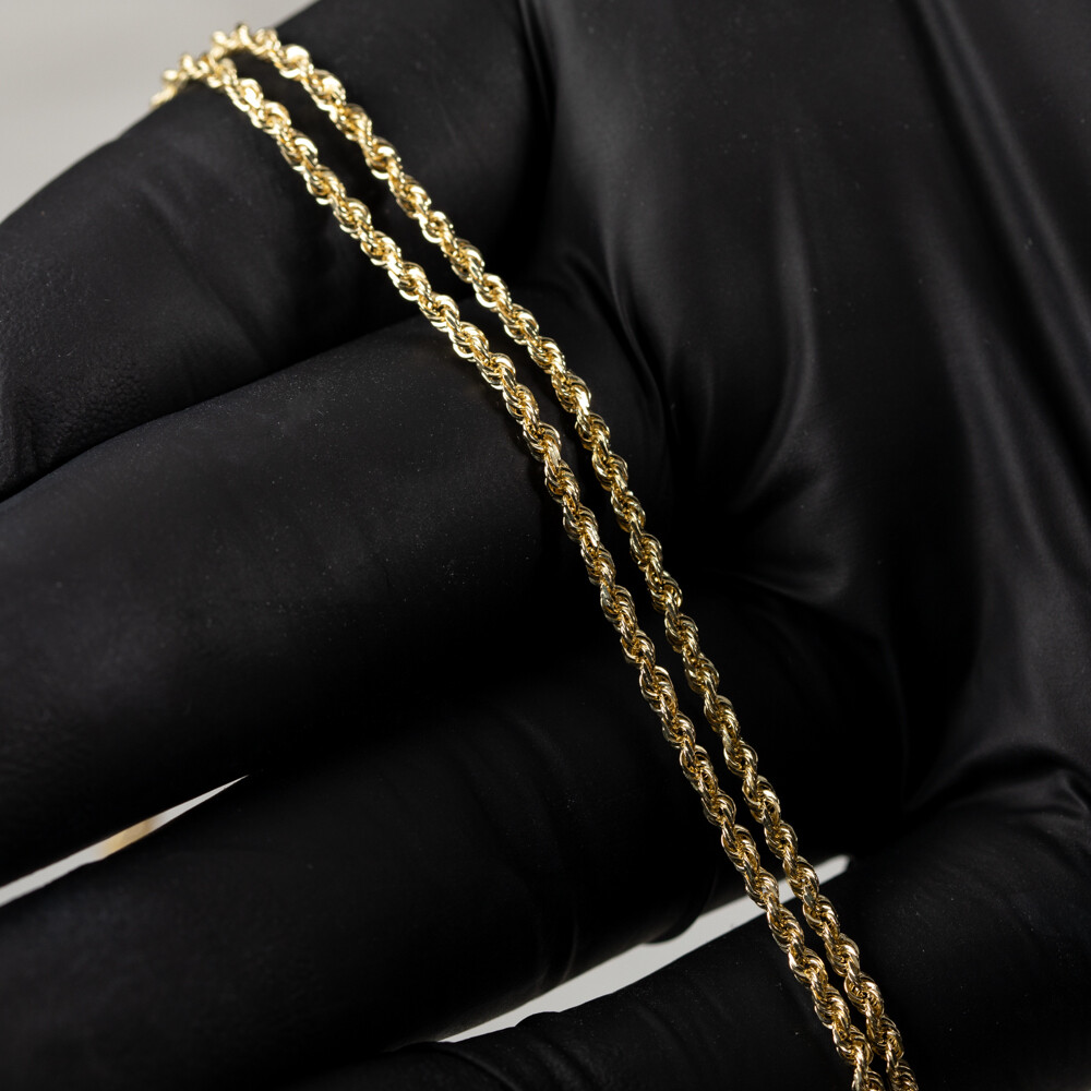 Solid 10K Yellow Gold 2mm 20 inch Rope Chain Necklace