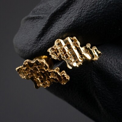 Men's 10K Yellow Gold Diamond Cut Nugget Stud Earrings