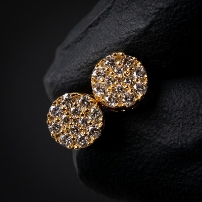 14K Yellow Gold 0.37 Ct Round Cluster Stud Earrings