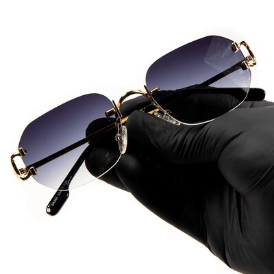 Rimless Purple Tint Gold Frame Luxury Sunglasses​