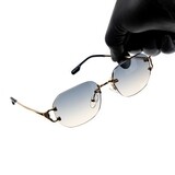 Mens Rimless Gray And Tan Gradient Tint Sunglasses