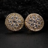 Large Gold Sterling Silver Round Cluster Earrings