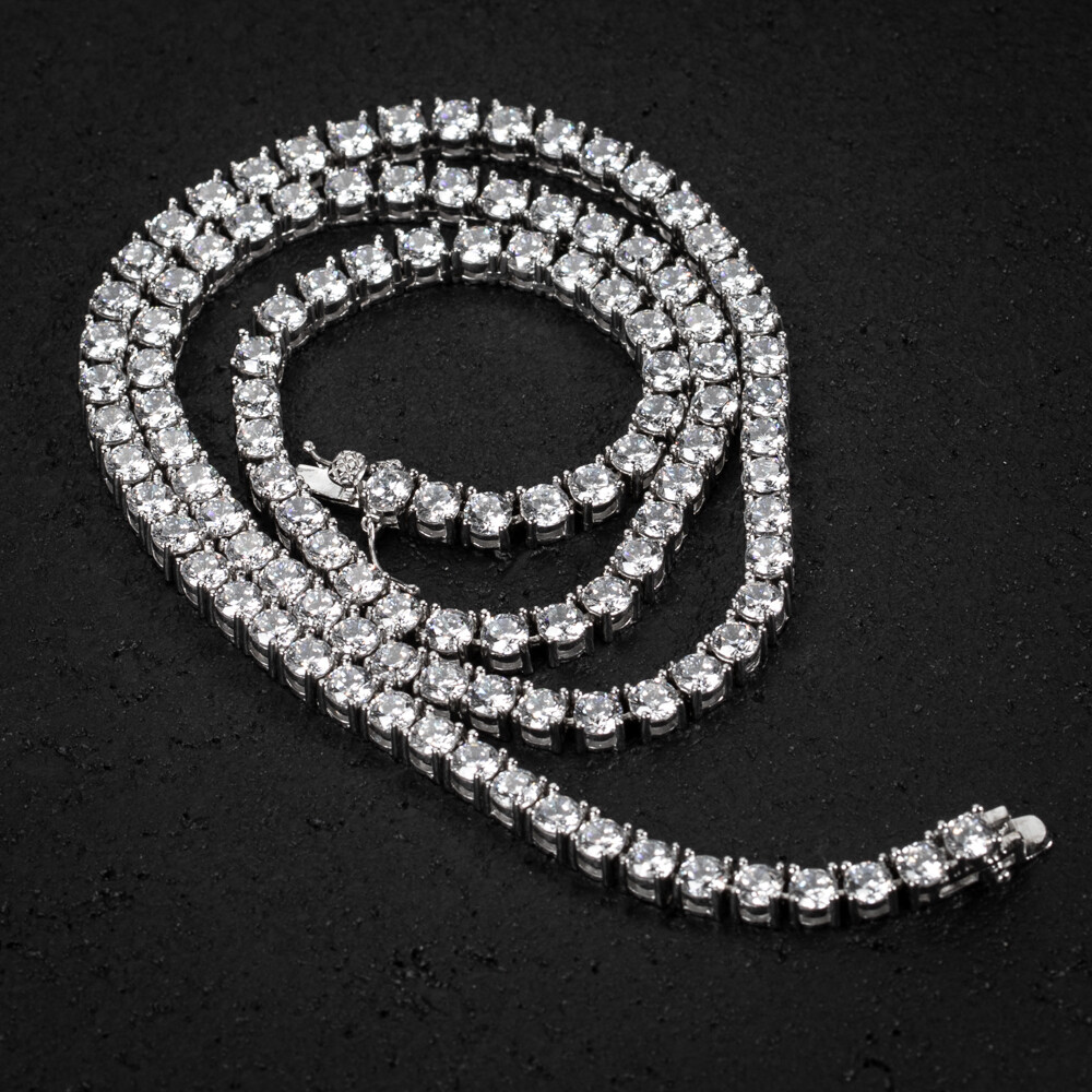 White Gold Plated 925 Sterling Silver 4MM CZ Tennis Chain