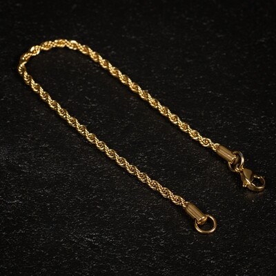 Men's Yellow Gold Plated Twisted Rope Bracelet