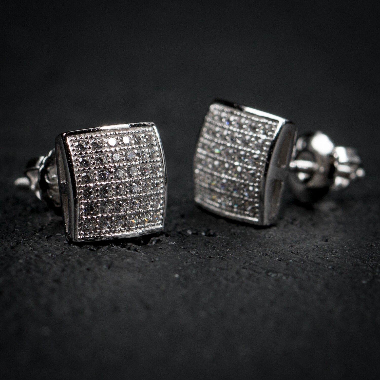 Mens Hip Hop Small Square Iced Earrings