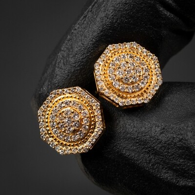Men's 14K Yellow Gold 0.46Ct VVS Diamond Octagon Stud Earrings