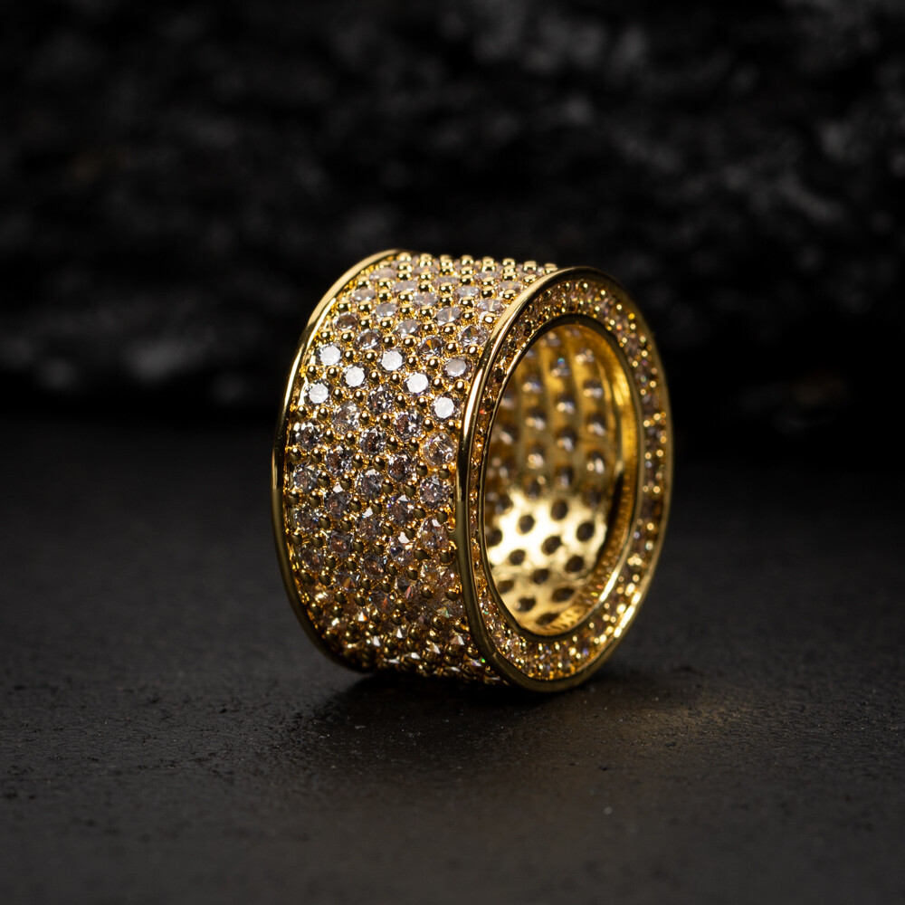 Men's Gold Plated IcedHoney Comb Set Statement Pinky Ring