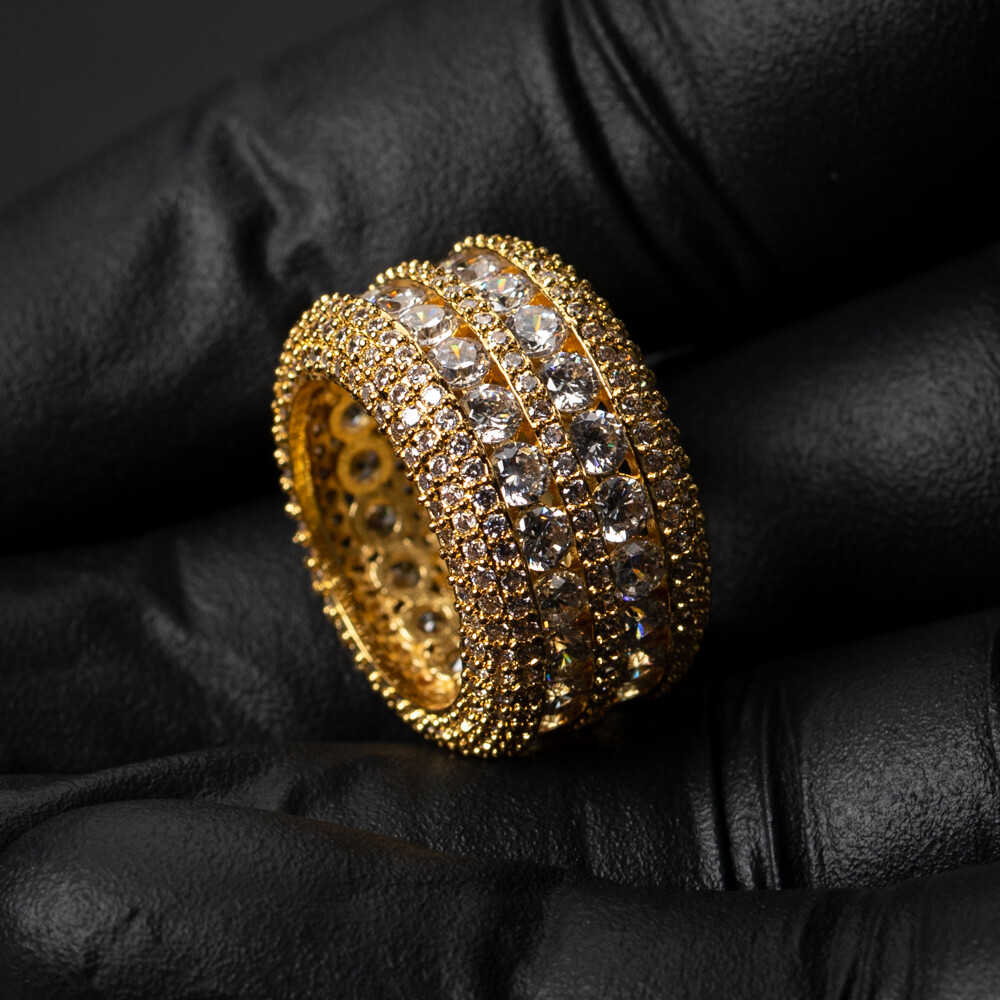 Men&#39;s Gold Plated Iced Pointer Statement Pinky Ring