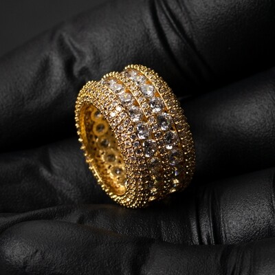 Men&#39;s Gold Plated Iced Pointer Statement Pinky Ring