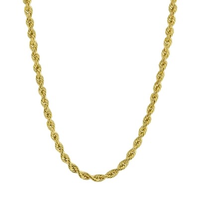 Solid Heavy Real 10K Yellow Gold Diamond Cut 3mm 22 Inch Rope Chain