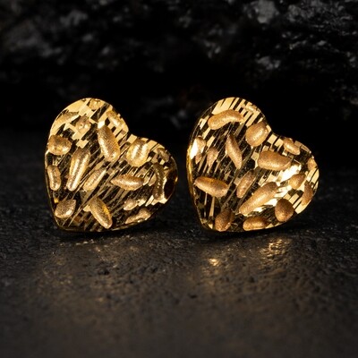 Women's Solid 10K Yellow Gold Heart Shaped Nugget Stud Earrings