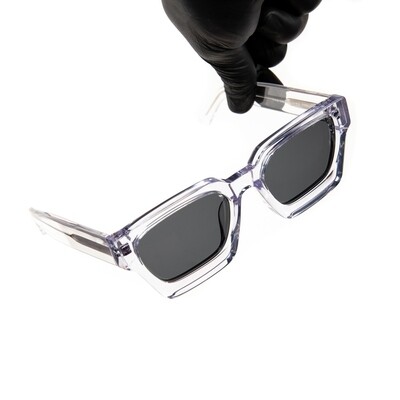 Large Clear Top Quality Acetate Black Tint Sunglasses