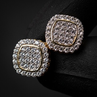 Two Tone Yellow Gold Plated 925 Sterling Silver Flower Set Stud Screw Back Earrings