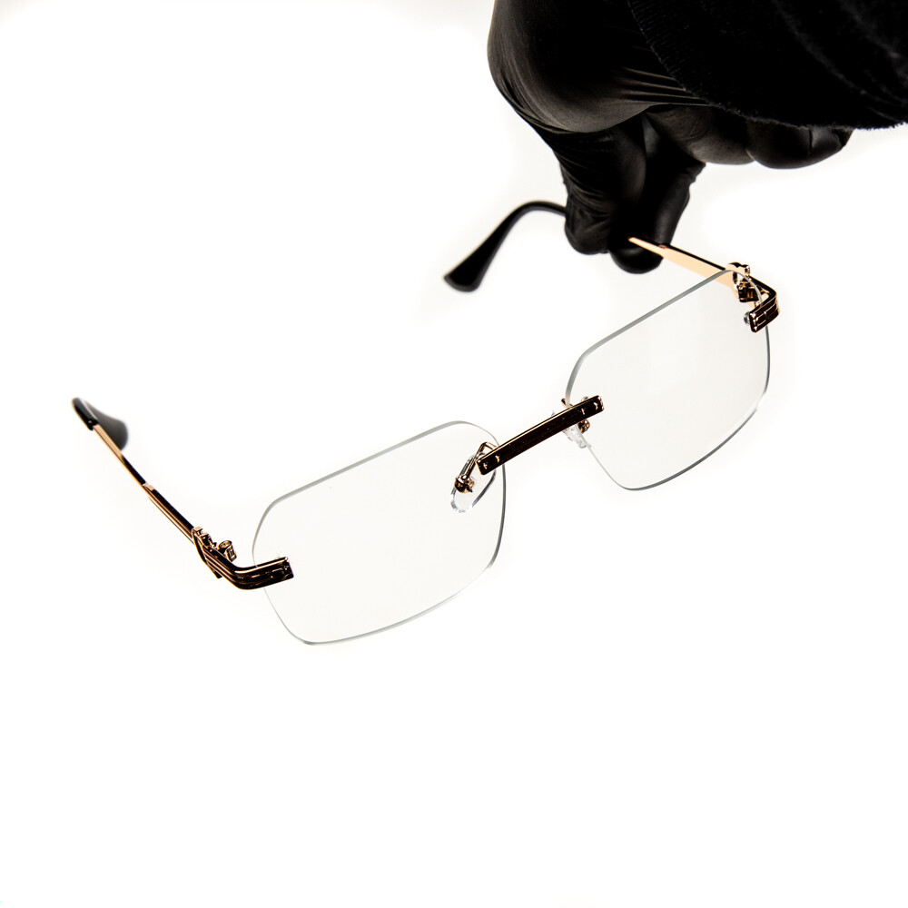 Men&#39;s Hip Hop Gold Wire Frame Rimless Clear Lens Glasses