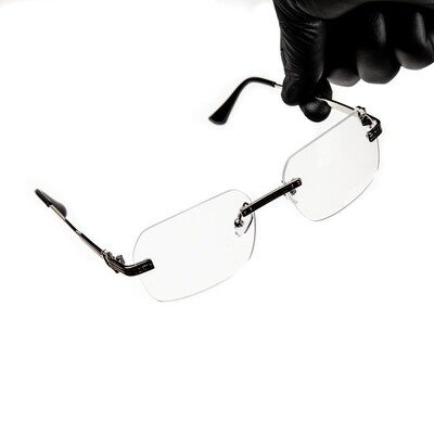 Men's Hip Hop Silver Wire Frame Rimless Clear Lens Glasses
