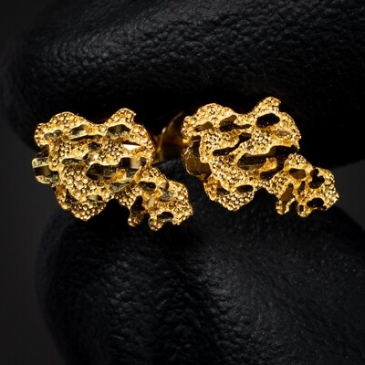 Men's Small Real 10K Solid Yellow Gold Diamond Cut Nugget Stud Earrings