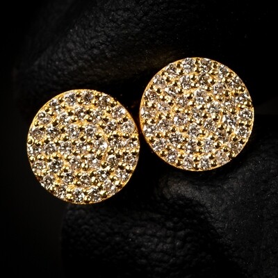 Round 10K Yellow Gold 0.37Ct Natural Diamond Cluster Stud Earrings