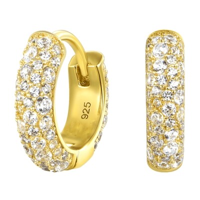 Mens Women&#39;s 14K Yellow Gold Plated 925 Sterling Silver Honey Comb Set Hoop Earrings