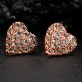 Women’s 14K Rose Gold 925 Sterling Silver Honey Comb Set Heart Stud Earrings