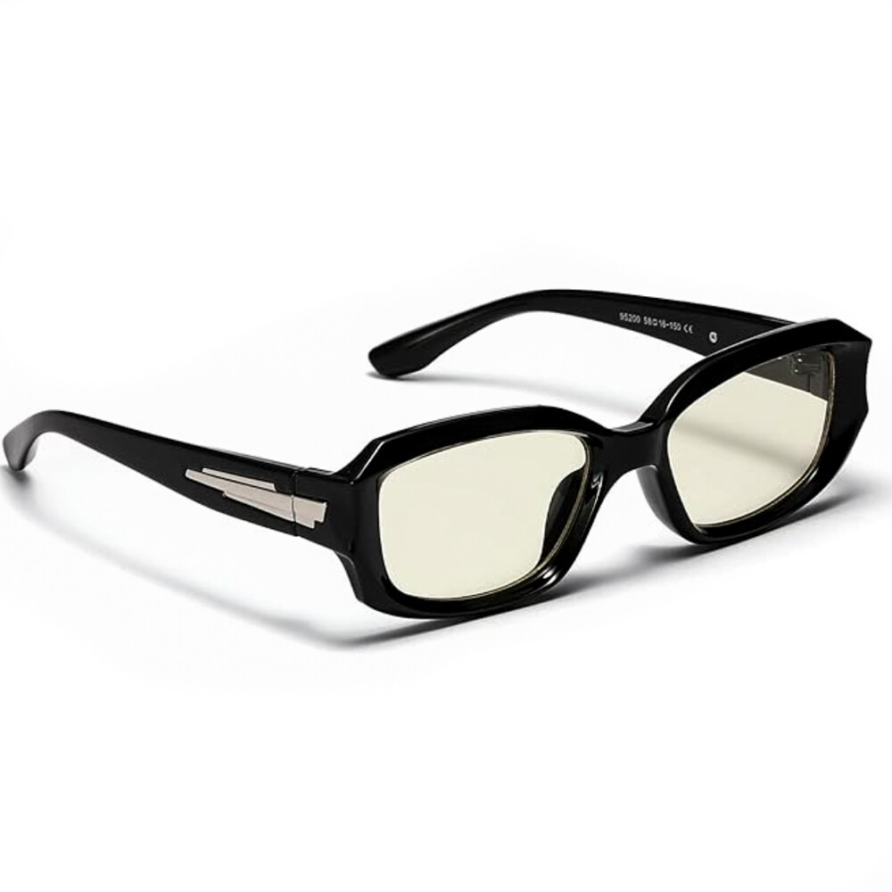 Retro 90’s Trendy Rectangle Thick Square Frame Black Clear Tint Sunglasses