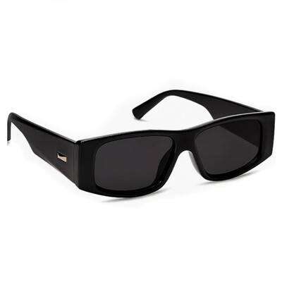 Men Women Retro Trendy Black 80s 90s Y2K Rectangle Narrow Sunglasses