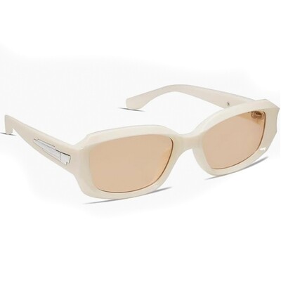 Retro 90’s​ Thick Square Frame Beige Tint Rectangle Women Men Sunglasses