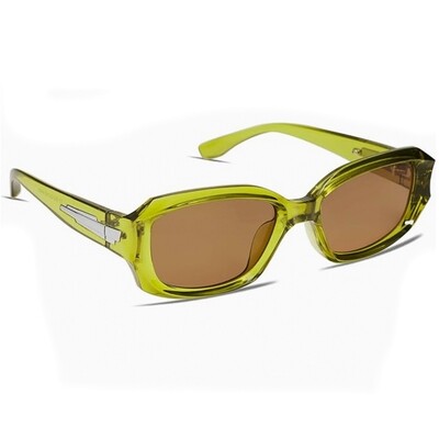 Wrap Around Olive Green Frame Brown Tint Lens Retro 90’s Trendy Women Men Sunglasses