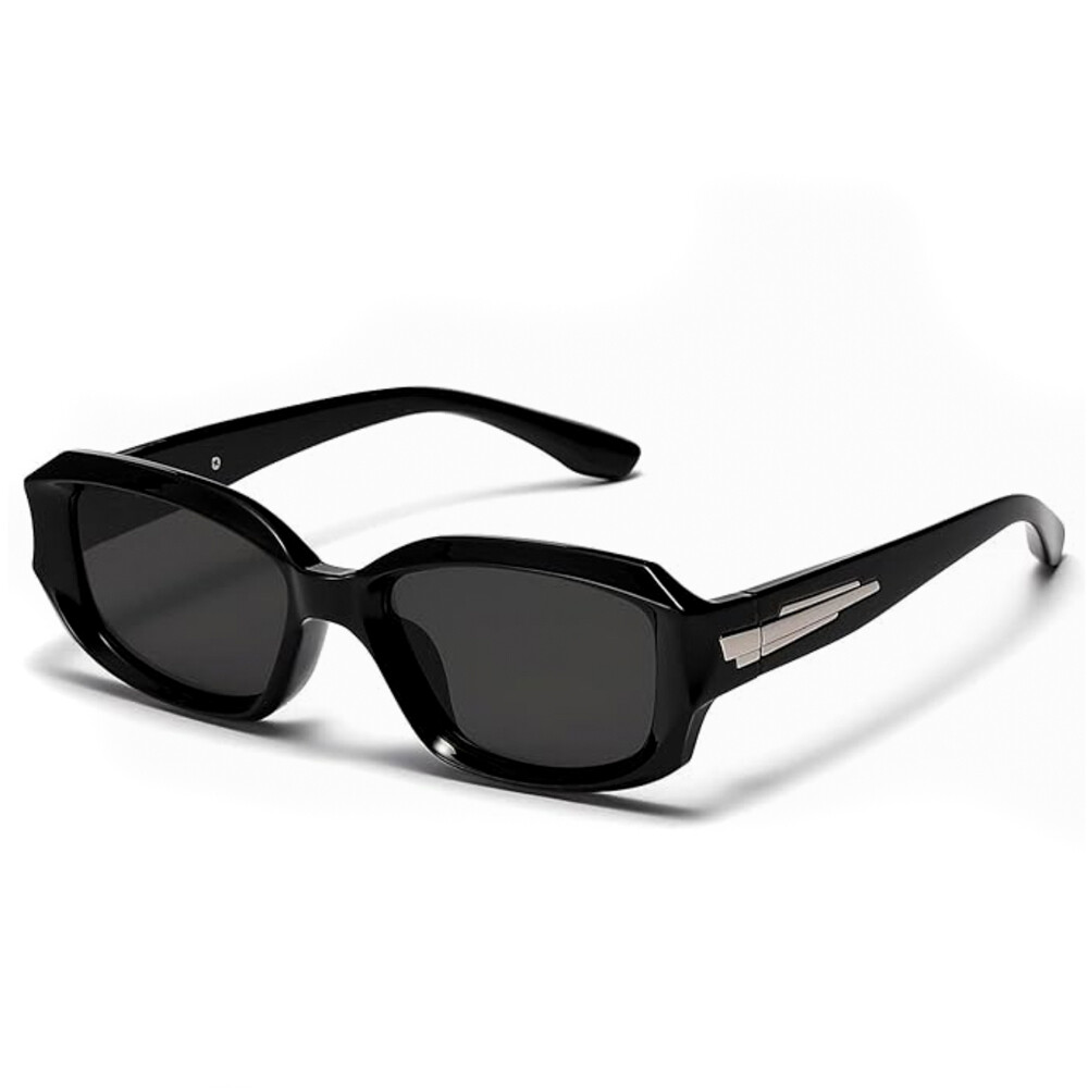 Trendy Wrap Around Men Women Black Frame Retro Sport Rectangle Sunglasses