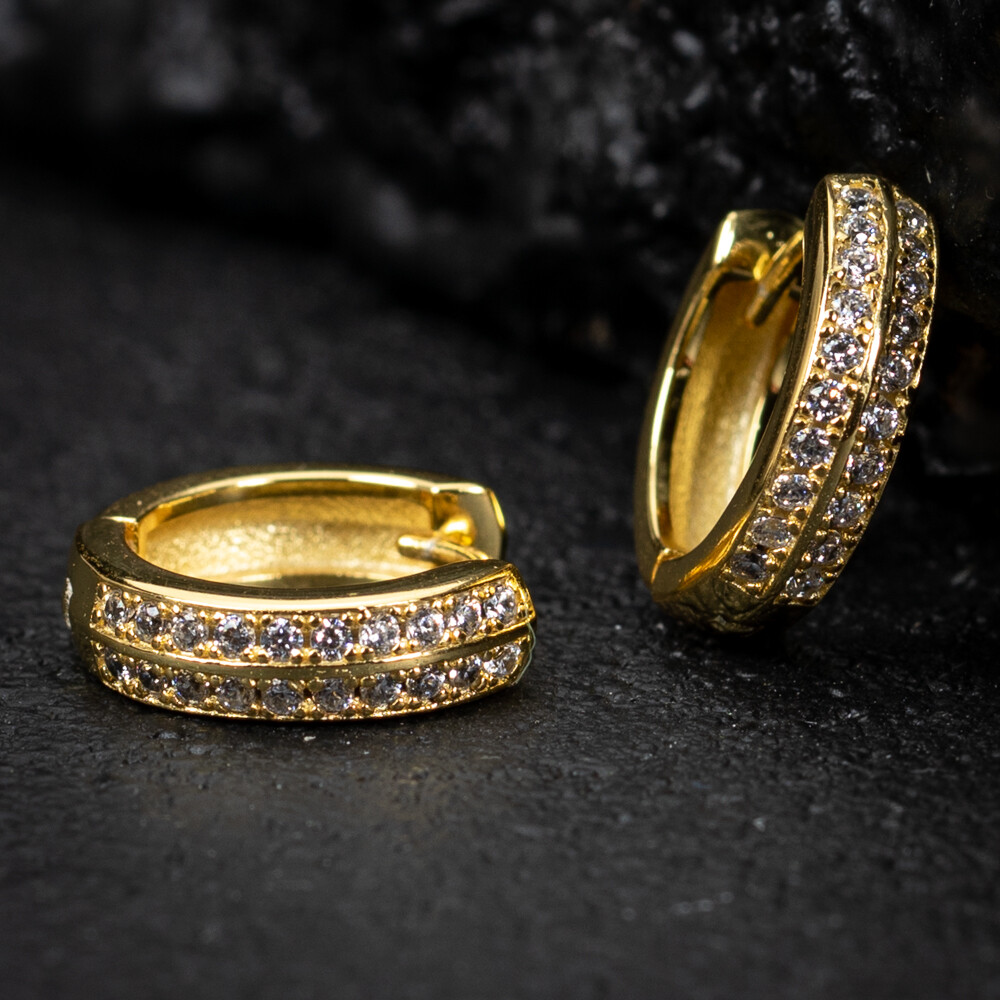 Honey Comb Set Mens Women&#39;s 14K Yellow Gold Plated 925 Sterling Silver  Huggie Hoop Earrings