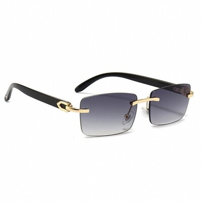 Men&#39;s Trendy Gray Tint Rimless Hip Hop Rectangle Retro Square Frame Sunglasses