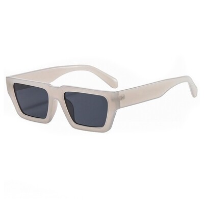 Gray Thick Square Frame Retro Trendy Rectangle Shades Men Women Sunglasses