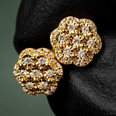 Yellow Gold Plated 925 Sterling Silver 0.25Ct VVS Moissanite​ Flower Cluster Stud Earrings​